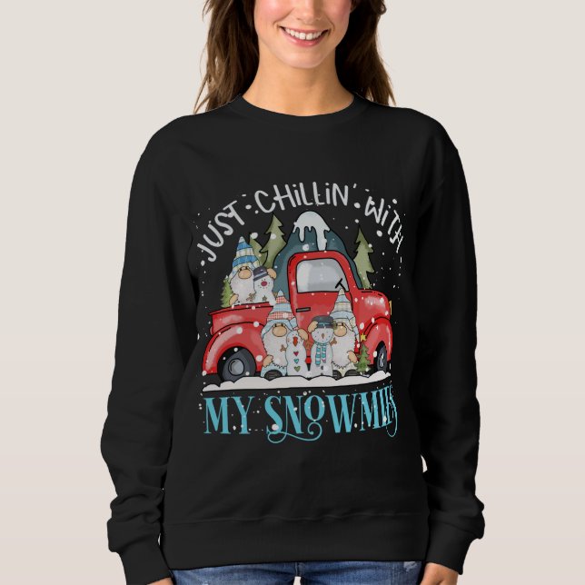 Sudadera Chillin Con Mis Gnomies Funny Navidades Gnomes Red (Anverso)