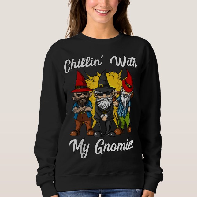 Sudadera Chillin con mis gnomos. Navidades de gnomes de jar (Anverso)