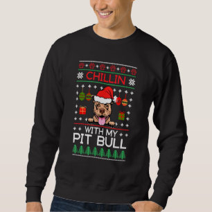 Sudadera Chillin con mis Navidades de Pitbull Santa Ugly Sw