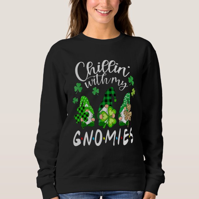 Sudadera Chillin Con My Gnomies Leopard St Patrick Day Iri (Anverso)