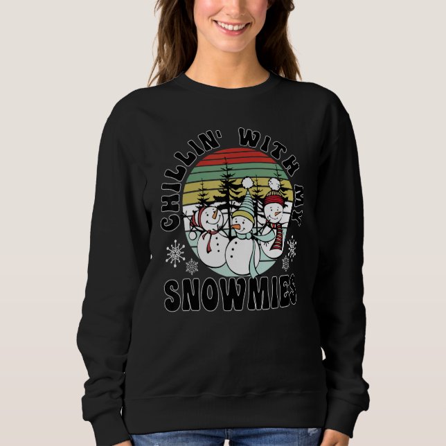 Sudadera Chillin With My Snowmies Santa Snowman Scarf Light (Anverso)