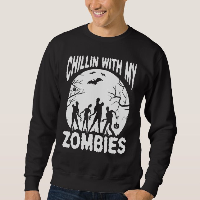 Sudadera Chillin With My Zombies Horror Nights Boys Girls K (Anverso)