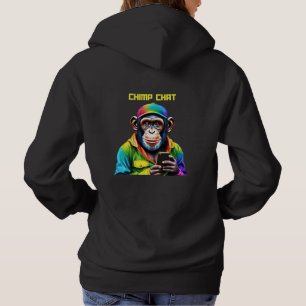 Sudadera Chimp Chat-Chimpanzee con un teléfono-