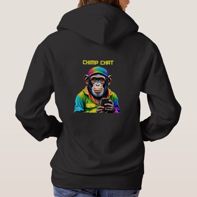 Sudadera Chimp Chat-Chimpanzee con un teléfono- (Reverso)