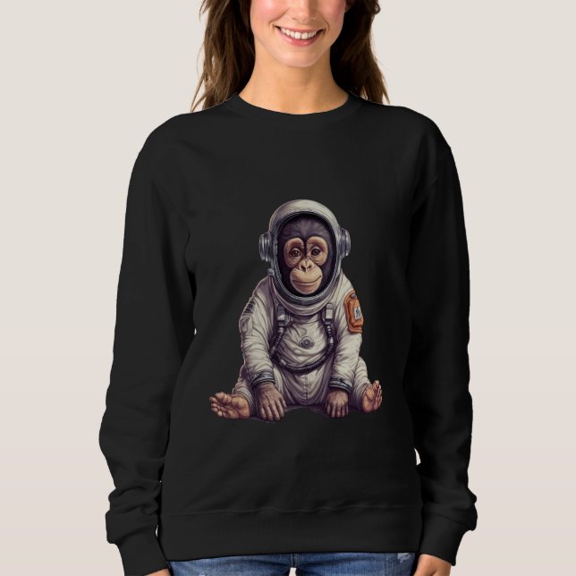 Sudadera Chimpancé Cuto En El Espacio Con Mono De Ape Cósmi (Anverso)