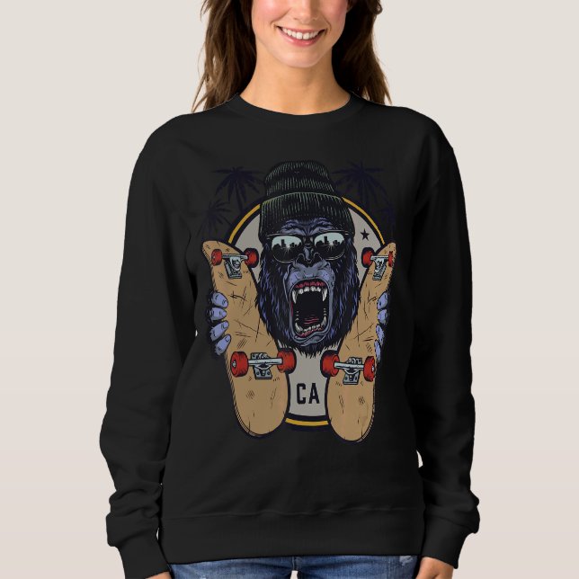 Sudadera Chimpancé De Mono Con Gafas De Sol Y Skyboard 1 (Anverso)