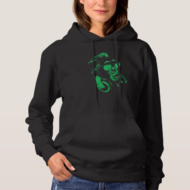 Sudadera Chimpancé De Monos Con Gafas De Sol Y Auriculares  (Anverso)