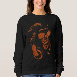 Sudadera Chimpancé De Monos Con Gafas De Sol Y Auriculares