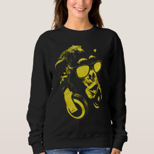 Sudadera Chimpancé De Monos Con Gafas De Sol Y Auriculares 