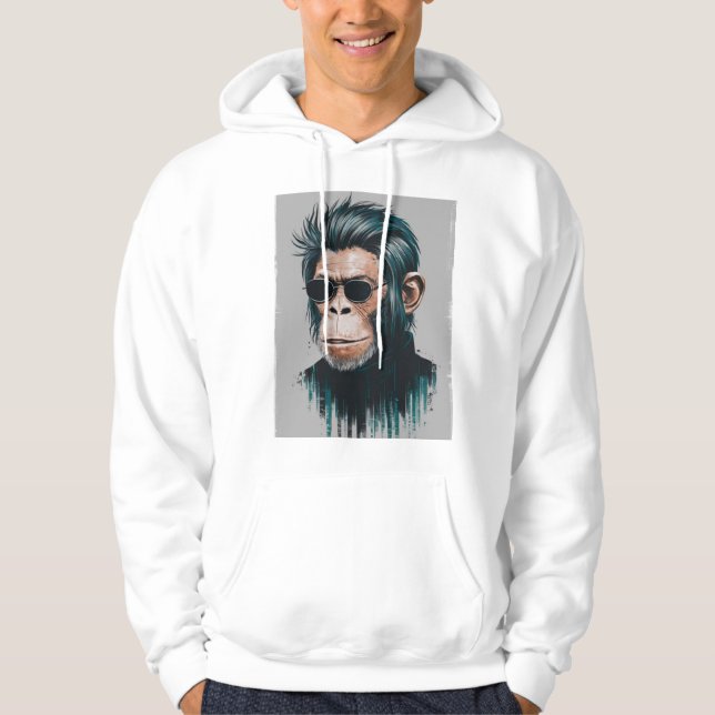 Sudadera Chimpancé elegante - Blanco de la ropa de calle (Anverso)