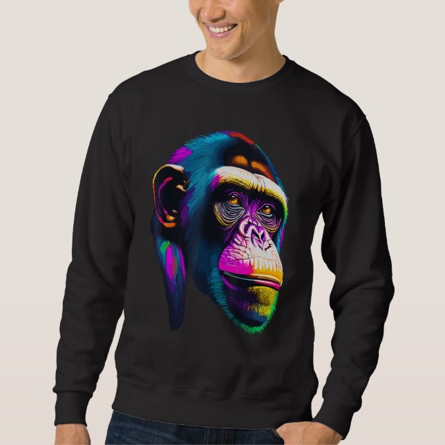 Sudadera Chimpancé Pop Chimpancé Animal Cara de Mono Simio  (Anverso)