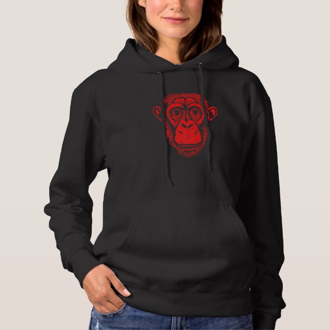 Sudadera Chimpancé Rojo - Simio No Mono - Chimpancé Lindo P (Anverso)