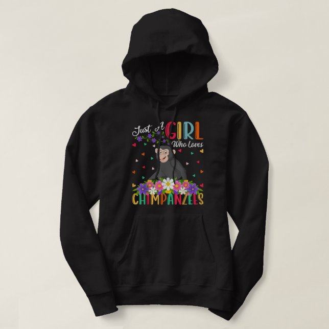 Sudadera Chimpanzee Lover, un Chica que ama a los chimpancé (Diseño del anverso)