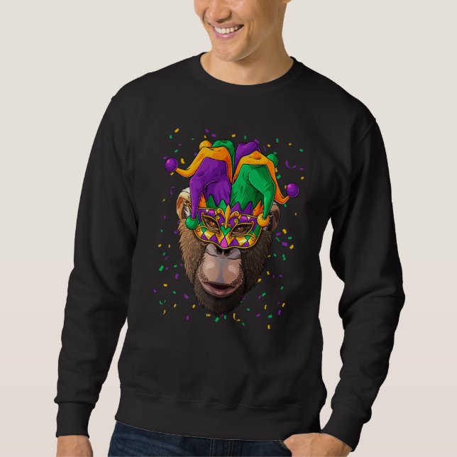 Sudadera Chimpanzee Mardi Gras Carnaval de animales (Anverso)