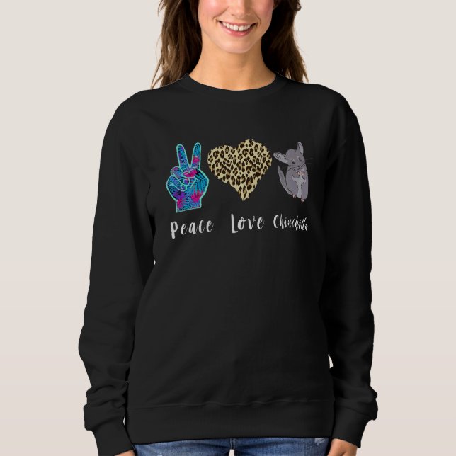 Sudadera Chinchilla Leopard Heart Love Peace Mascota de Chi (Anverso)