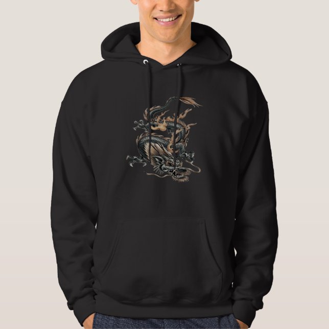 Sudadera Chinese Fire Dragon In Light Gray And Caramel Yell (Anverso)