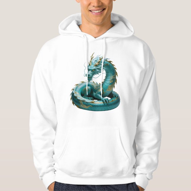 Sudadera Chinese Green Gold Dragon Art Fantasy Design With  (Anverso)