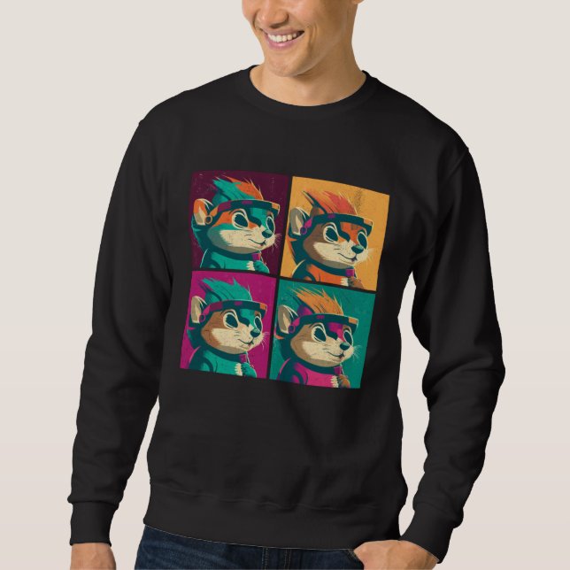 Sudadera Chipmunk Pop Illustration Colorful Animal Women (Anverso)