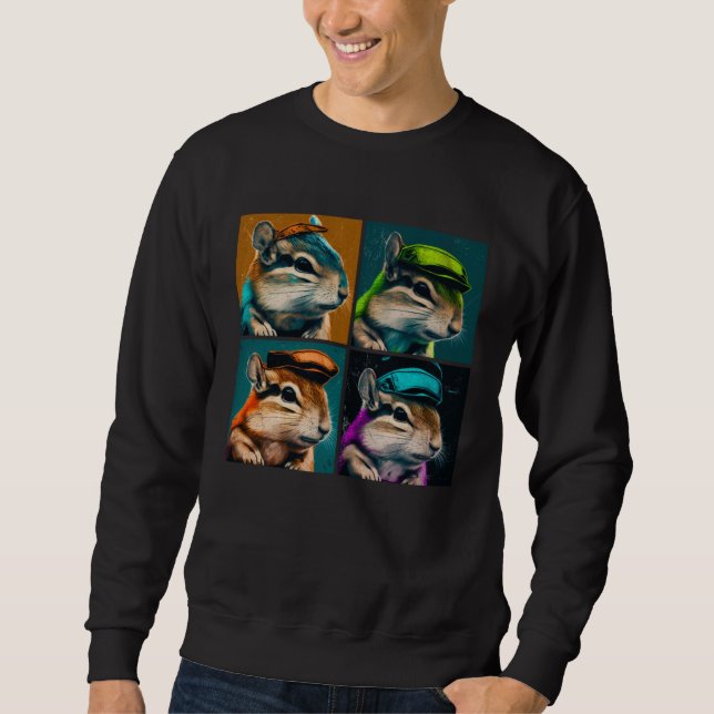 Sudadera Chipmunk Pop Illustration Colorful Animal Women  2 (Anverso)