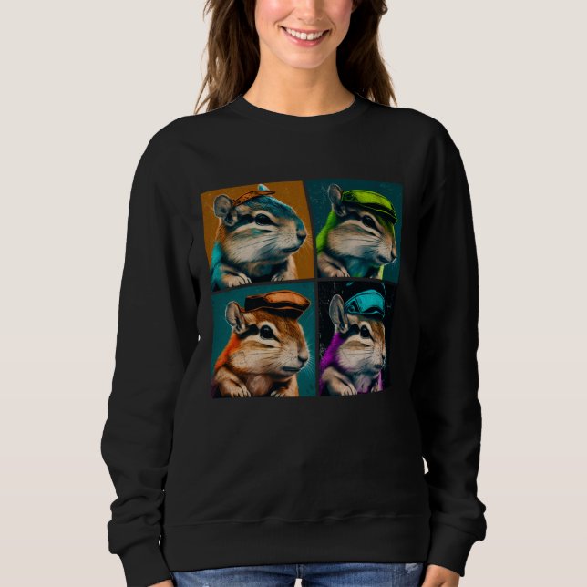 Sudadera Chipmunk Pop Illustration Colorful Animal Women  2 (Anverso)