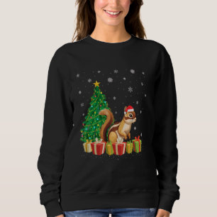 Sudadera Chipmunk Xmas Tree Light Santa Hat Chipmunk Chr