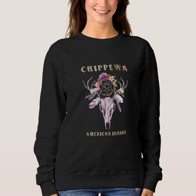 Sudadera Chippewa American Indian Tribe Boho Floral Skull R (Anverso)
