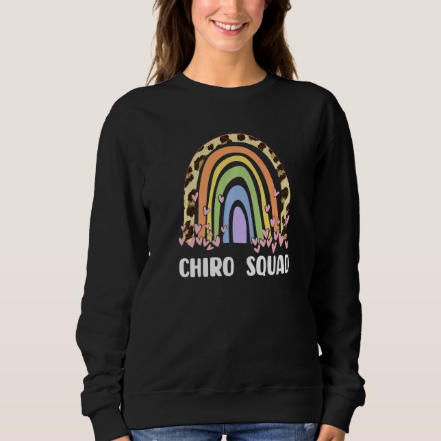 Sudadera Chiropractic - Chiro Squad Leopard Rainbow Premium (Anverso)