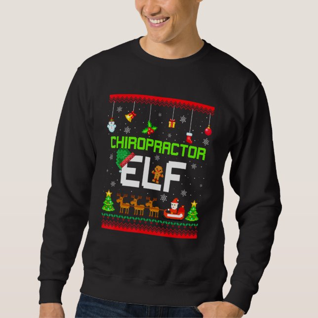Sudadera Chiropractor Elf Funny Chiro Chiropractico Ugly Xm (Anverso)