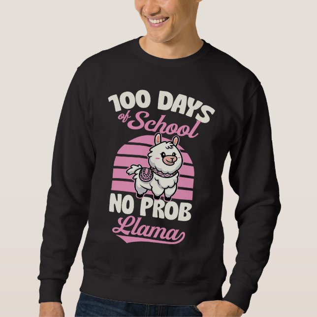 Sudadera Chiste De Animal Lindo Llama 100 Días De Escuela S (Anverso)