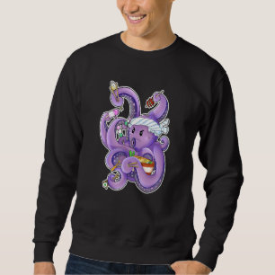 Sudadera Chiste de restaurante de humor de pulpo morado