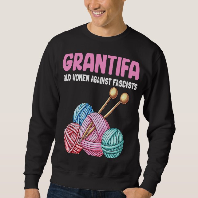 Sudadera Chiste familiar grantifa ancianas contra fascistas (Anverso)