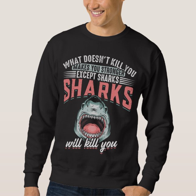 Sudadera Chiste gracioso de humor de nadador de tiburón (Anverso)