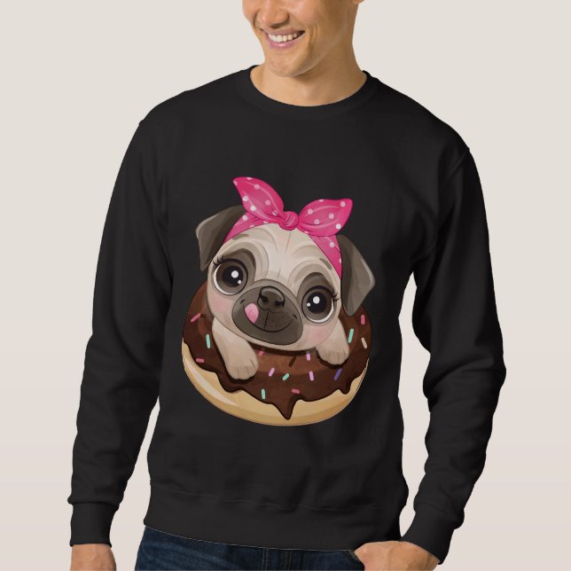 Sudadera Chocolate Donut pug camiseta clásica 405 (Anverso)