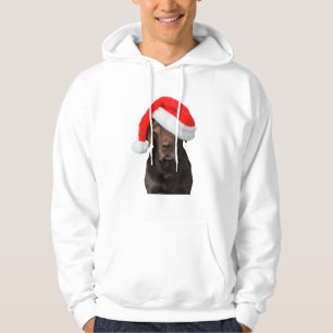Sudadera Chocolate Lab Imagen de Santa Hat Cute Dog Navidad