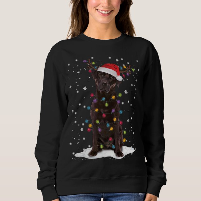 Sudadera Chocolate Lab Labrador Christmas Tree Light Pajama (Anverso)