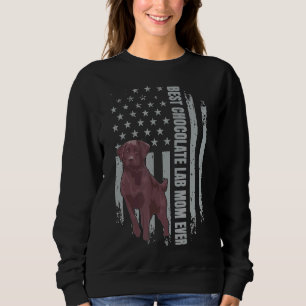 Sudadera Chocolate Lab Mamá Bandera Estadounidense Ret de L