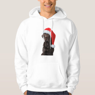 Sudadera Chocolate Lab Retrato de perro Santa Hat Cute Chri