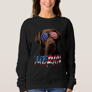 Sudadera Chocolate Labrador 4 de julio Bandera Americana Pa