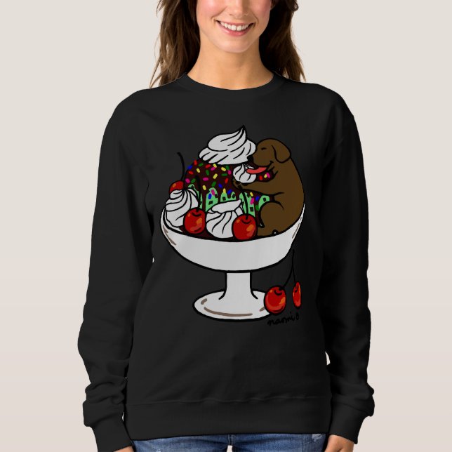 Sudadera Chocolate Labrador helado Sundae (Anverso)