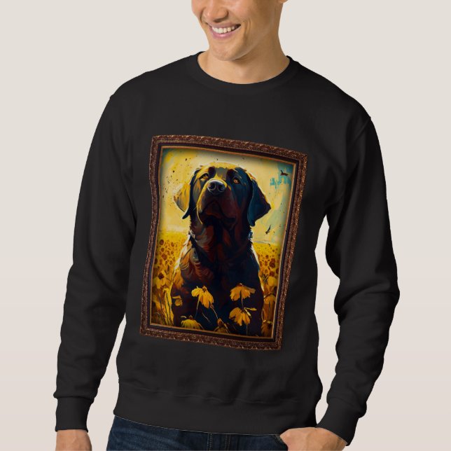 Sudadera Chocolate Labrador Painting Sunflower Flower Mom W (Anverso)