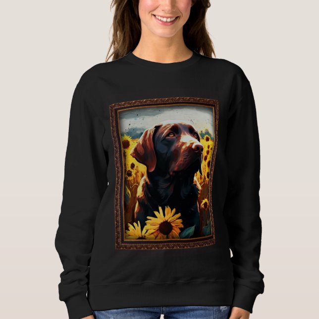 Sudadera Chocolate Labrador Painting Sunflower Flower Mom W (Anverso)