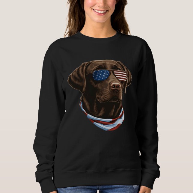 Sudadera Chocolate Labrador With USA Sunglasses And Flag  1 (Anverso)