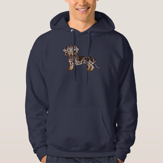 Sudadera Chocolate Y Tan Dapple Corto Pelo Dachshund Perro (Anverso)