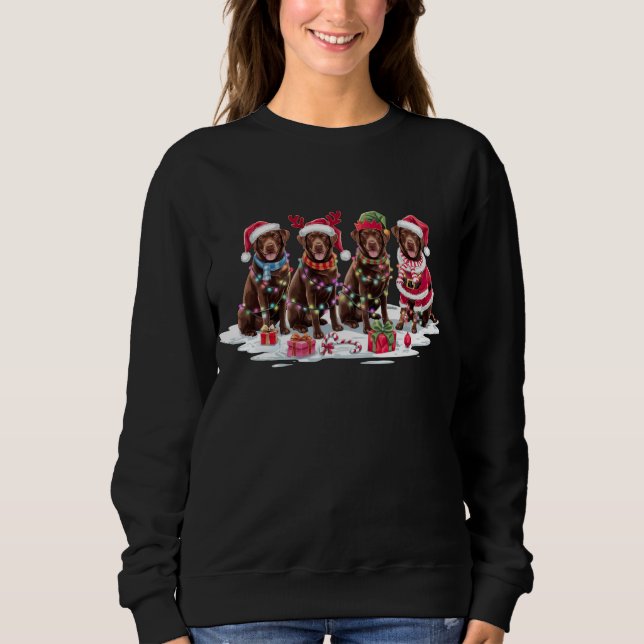 Sudadera chocolates de Labrador Santa hat rivalizan con ele (Anverso)