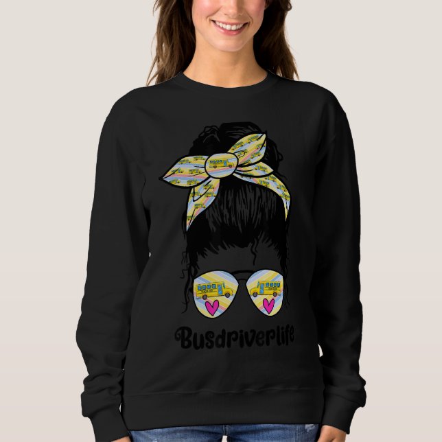 Sudadera Chofer de autobús escolar Feliz vida divertido y d (Anverso)