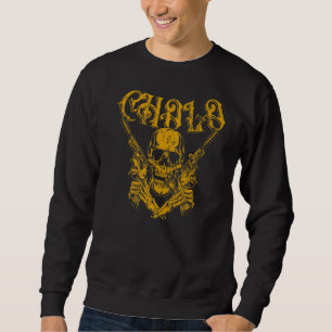 Sudadera Cholo Gangster Skull Con Pistolas Cruzadas 1