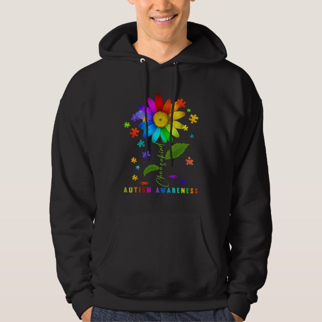 Sudadera Choose Kind Autism Awareness Sunflower Puzzle For  (Anverso)