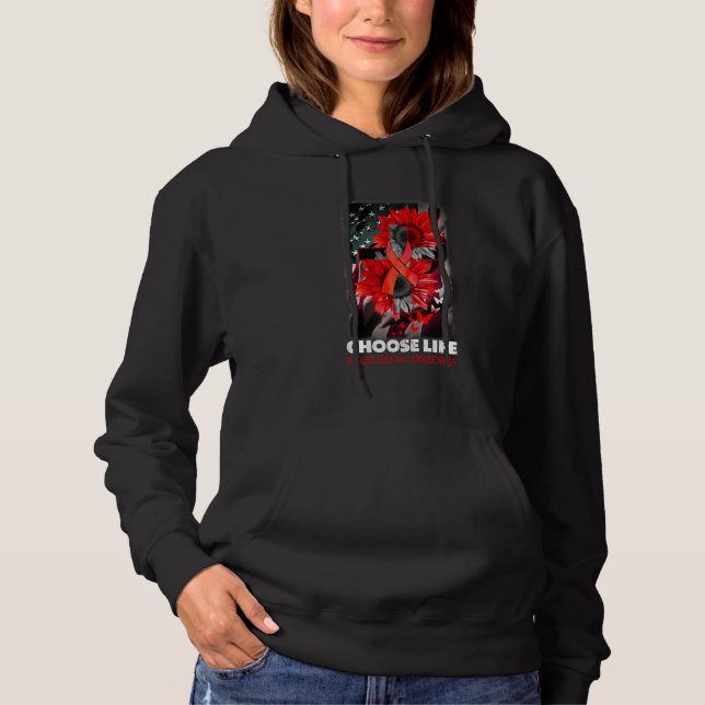 Sudadera Choose Life Heart Disease Awareness Sumflower Red (Anverso)