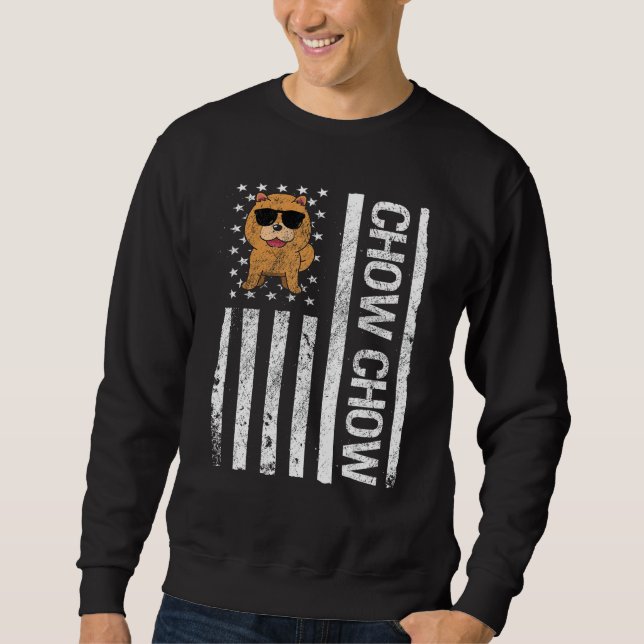 Sudadera Chow Chow Bandera Estadounidense Funny Chow Perro  (Anverso)
