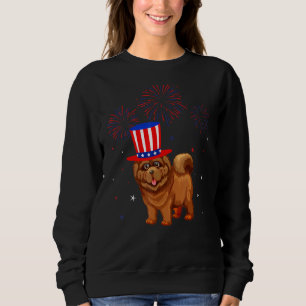 Sudadera Chow Chow Perro Rojo Azul Blanco Fuegos artificial